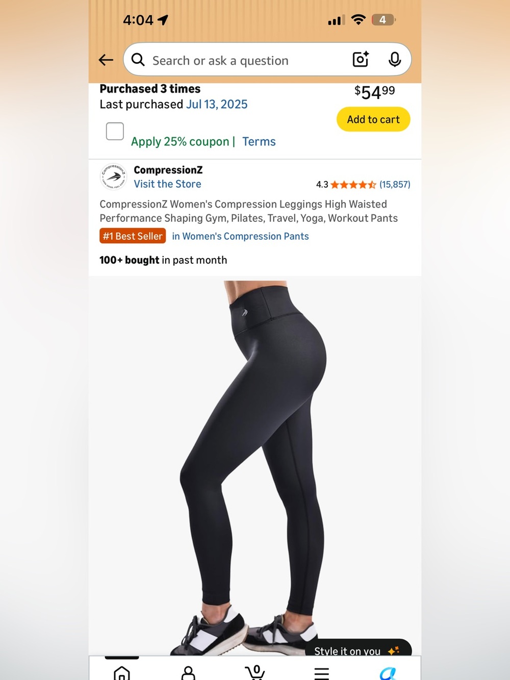 High-Waisted Black Compression Leggings (have 3 pairs total)